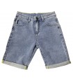 Bermuda 5 bolsillos básica. Tela de toalla denim elástico